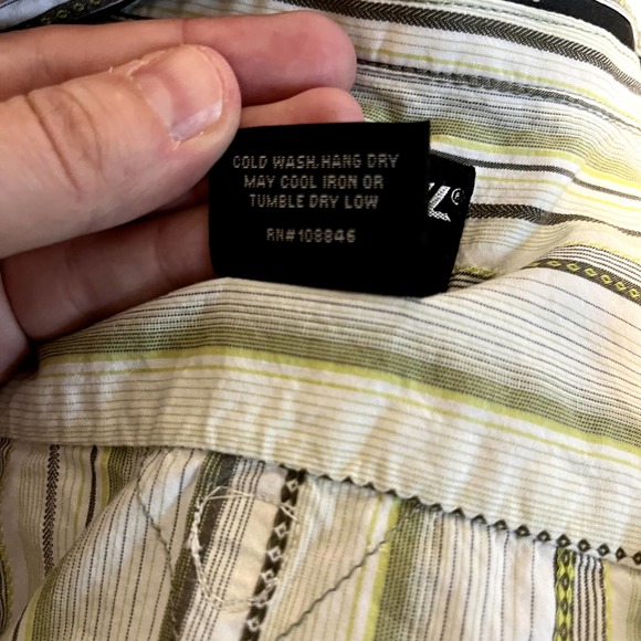 Kuhl Men's Button Down Casual Shirt Green Stripes Suncel Cotton Tencel - Picture 9 of 9